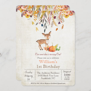 Invitation Citrouille d'automne et cerf 1er anniversaire Invi