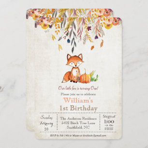 Invitation Citrouille d'automne et Fox 1er anniversaire Invit