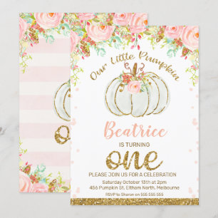 Invitation Citrouille d'automne floral 1er anniversaire Invit