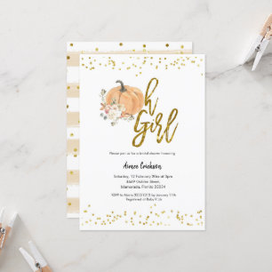 Invitation Citrouille d'automne Oh Baby shower fille