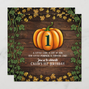 Invitation Citrouille d'automne Rustic Green et Gold Ivy Anni