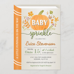 Invitation Citrouille d'automne Storybook Neutral Baby Sprink