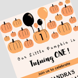 Invitation Citrouille d'automne Tournant un an Halloween 1er 