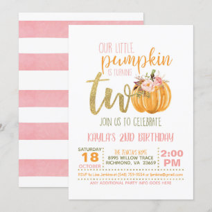 Invitation Citrouille de 2e anniversaire - Pink St