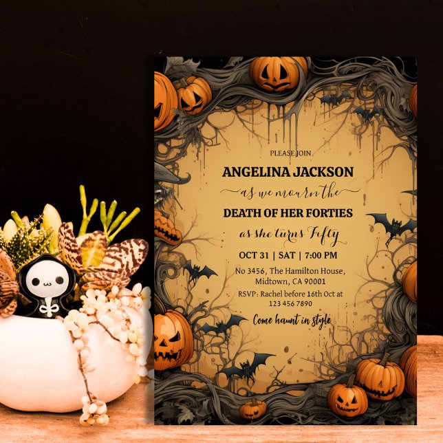 Invitation Citrouille de 50e anniversaire Halloween Vintage C (Créateur téléchargé)