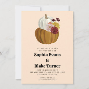 Invitation Citrouille de automne orange et blanc Mariage jaun
