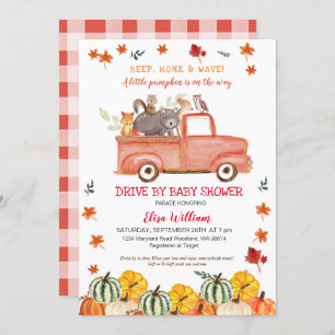 Invitation Citrouille De Camion Red Fall Automne Drive By Bab