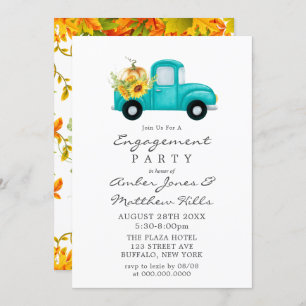Invitation Citrouille de camion vintage Sunflowers