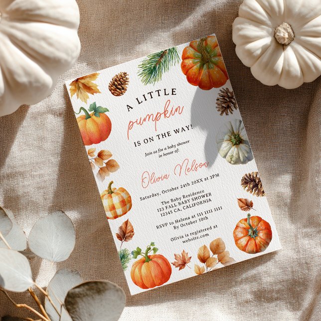 Invitation Citrouille de chute Whimsical Petit Baby shower Ci (Whimsical Fall Pumpkin Little Pumpkin Baby Shower Invitation)
