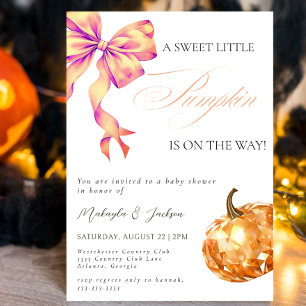 Invitation Citrouille de diamant sur le chemin Orange Bow Bab