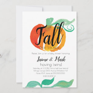 Invitation Citrouille de feuille d'automne  Baby Shower Aquar