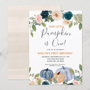 Invitation Citrouille de la Marine Aquarelle 1er Anniversaire