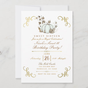 Invitation Citrouille de Parties scintillant blanc et or Swee