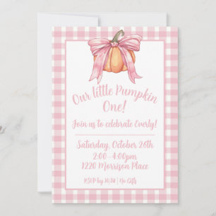 Invitation Citrouille De Ruban Rose, En vichy Fille Rose Enfo