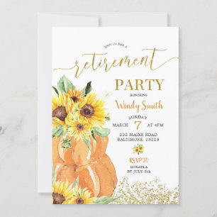 Invitation Citrouille de tournesol Automne Parti de retraite