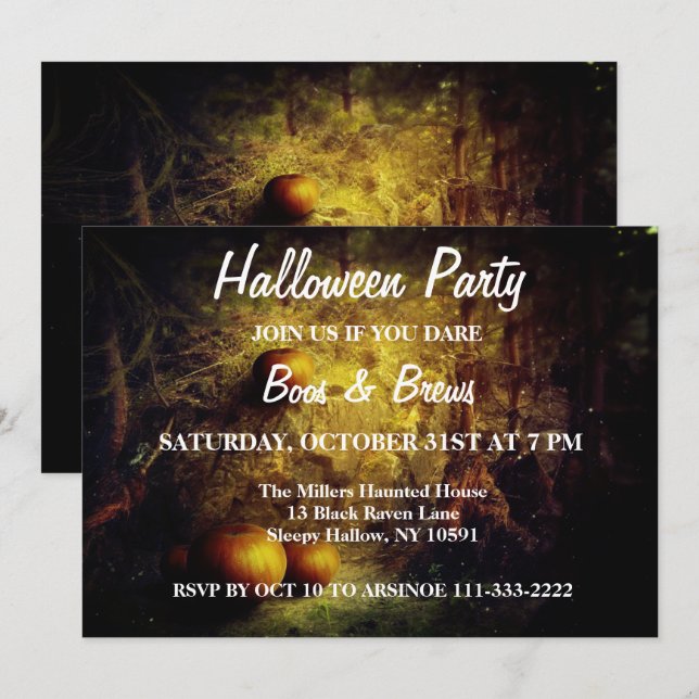 Invitation Citrouille de vacances Patch Halloween fêtes Invit (Devant / Derrière)