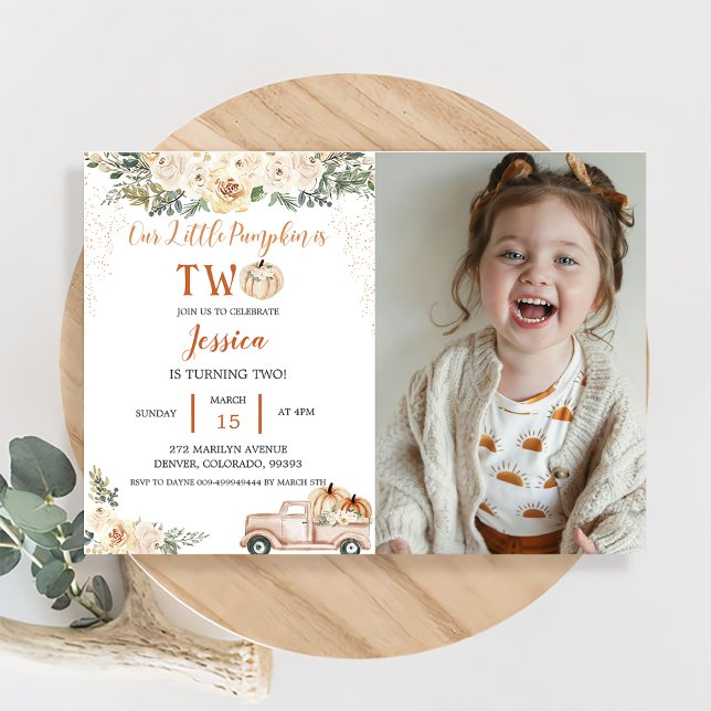 Invitation Citrouille Deuxième Anniversaire Notre Petit Citro (Créateur téléchargé)