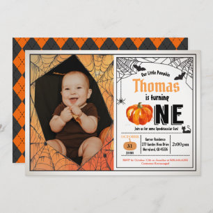 Invitation citrouille d'Halloween 1er anniversaire photo