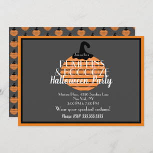 Invitation Citrouille d'Halloween adulte Orange Grey Party