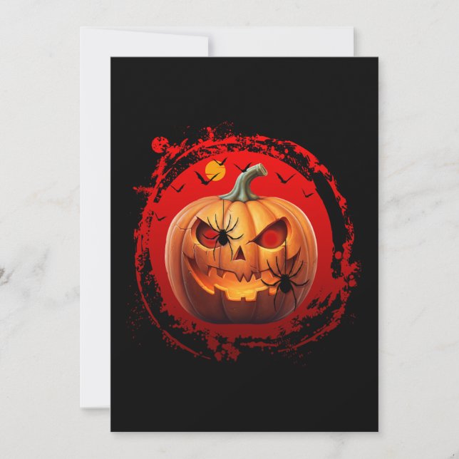 Invitation citrouille d'Halloween araignées effrayantes chauv (Devant)