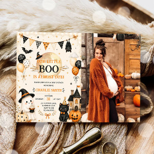 Invitation Citrouille d'Halloween Bébé Little Boo Shower Phot