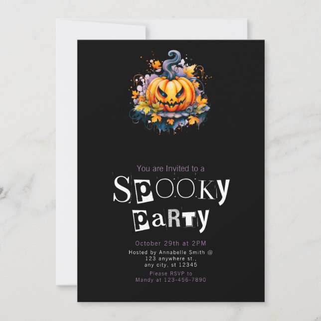 Invitation Citrouille d'Halloween Fête effrayante (Devant)