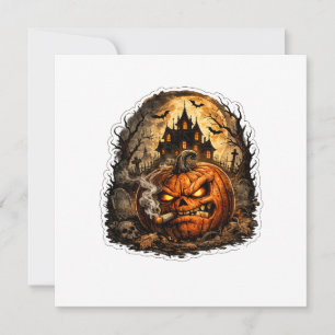 Invitation 🎃 Citrouille d'Halloween furieuse Autocollant É