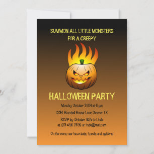 Invitation Citrouille d'Halloween qui brûle de façon flippant