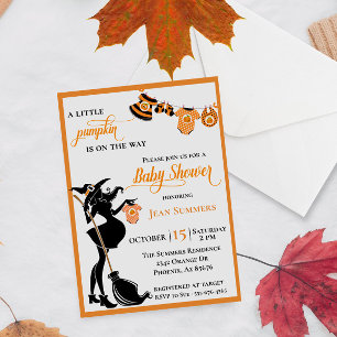Invitation Citrouille d'Halloween sur le chemin Baby shower s
