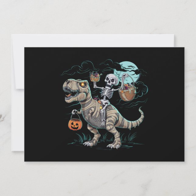 Invitation Citrouille d'Halloween T rex de dinosaure montant  (Devant)
