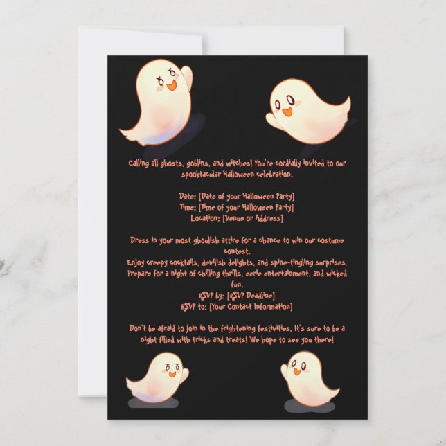 Invitation Citrouille d'Haloween (Devant)