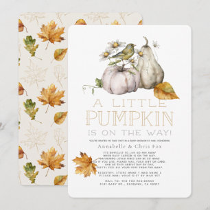 Invitation Citrouille d'oiseaux Baby shower d'aquarelle d'aut