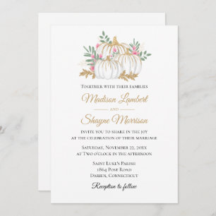 Invitation Citrouille d'or rose Floral Mariage de automne élé