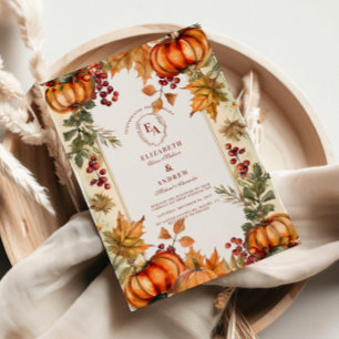 Invitation Citrouille d'or Rustic Mariage d'automne