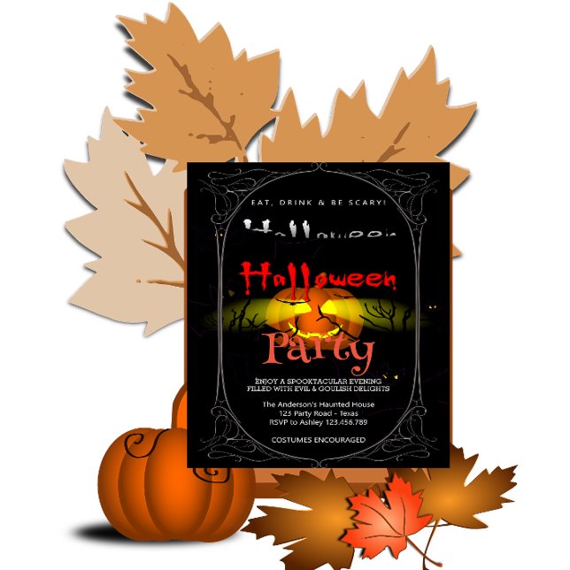 Invitation Citrouille Éffrayant gothique de la fête d'Hallowe (Créateur téléchargé)