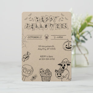 Invitation Citrouille effrayante et fantôme pour enfants et a