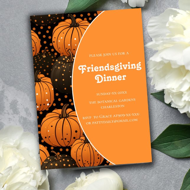 Invitation citrouille élégant automne Friendsgiving (Créateur téléchargé)