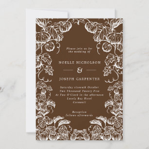 Invitation Citrouille et Feuille Mariage de automne Brown et