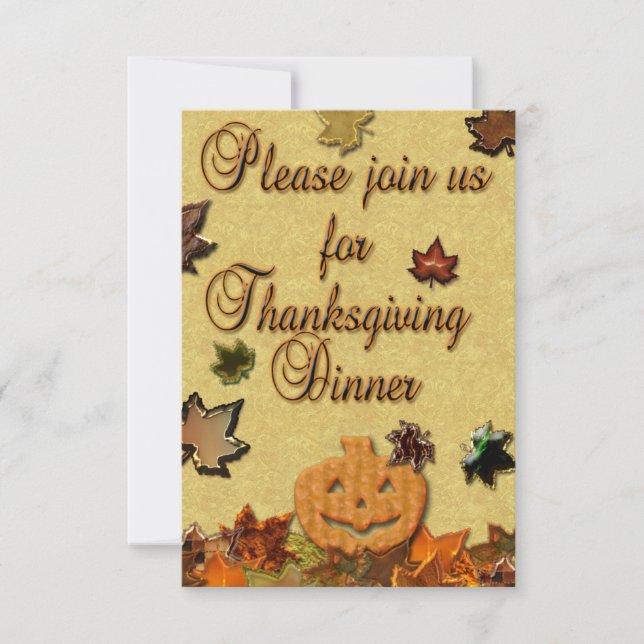 Invitation Citrouille et Feuilles de Thanksgiving (Devant)