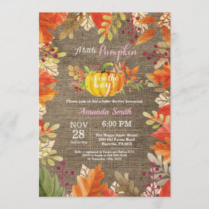Invitation Citrouille Fall Burlap Girl Baby shower