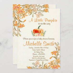 Invitation Citrouille Fall Floral Rustic Baby shower invitati