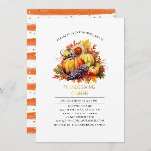 Invitation Citrouille Fall Friendsgiving dîner aquarelle