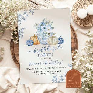 Invitation Citrouille Fall Ginger Jar Chinoiserie Anniversair