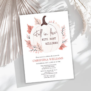 Invitation Citrouille Fall in Love Baby shower d'aquarelle