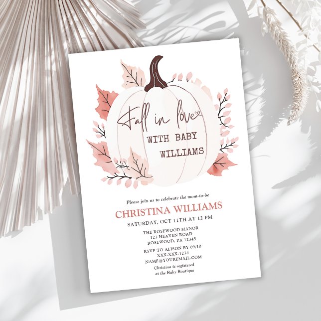 Invitation Citrouille Fall in Love Baby shower d'aquarelle (Créateur téléchargé)