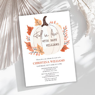 Invitation Citrouille Fall in Love Baby shower d'aquarelle