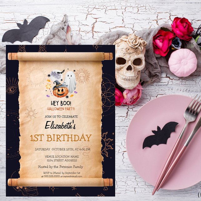 Invitation Citrouille Fantôme Halloween Anniversaire Mystique (Créateur téléchargé)