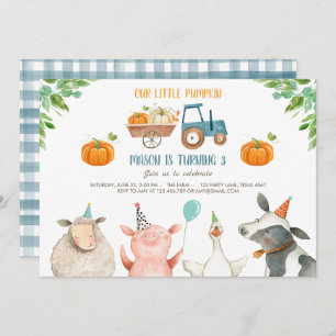 Invitation Citrouille Farm Barnyard Fall Boy Party Anniversai