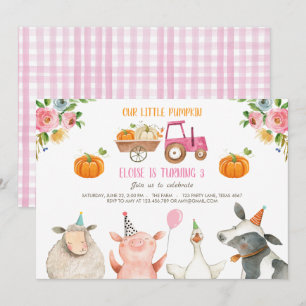 Invitation Citrouille Farm Barnyard Fall Girl Party Anniversa