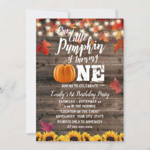 Invitation Citrouille & Feuilles d'automne tournesol 1er anni